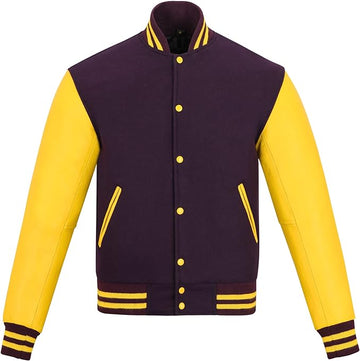 Dark Purple & Yellow Varsity Jacket – Timeless College Style