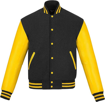 Black & Yellow Varsity Jacket – Classic Letterman Style