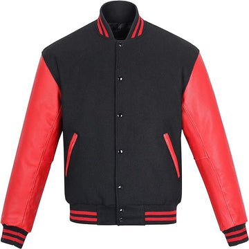 Black & Red Varsity Jacket – Timeless Letterman Style