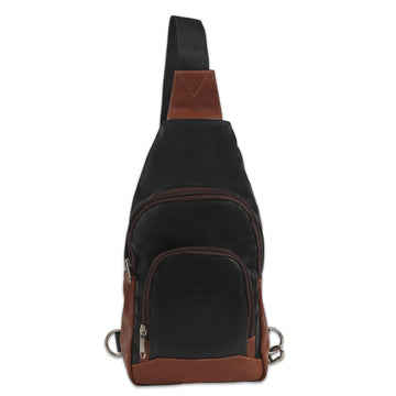Black & Brown Leather Sling Bag – Stylish & Functional Crossbody