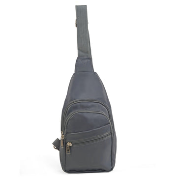 Grey Leather Sling Bag – Stylish & Functional Crossbody for Everyday Use