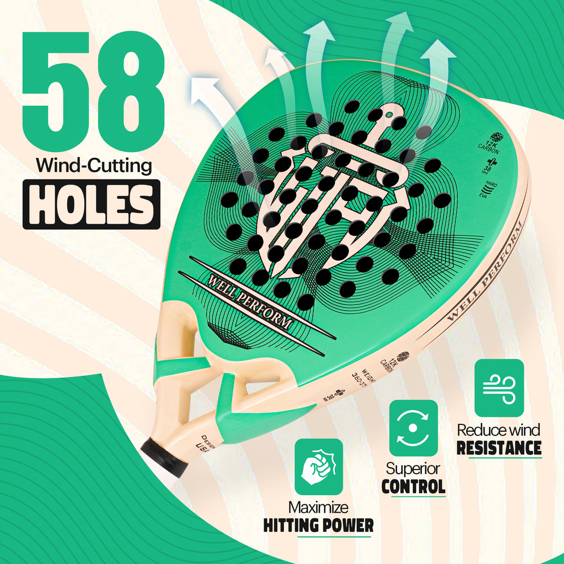 High-Performance Padel Racket – Green Edition