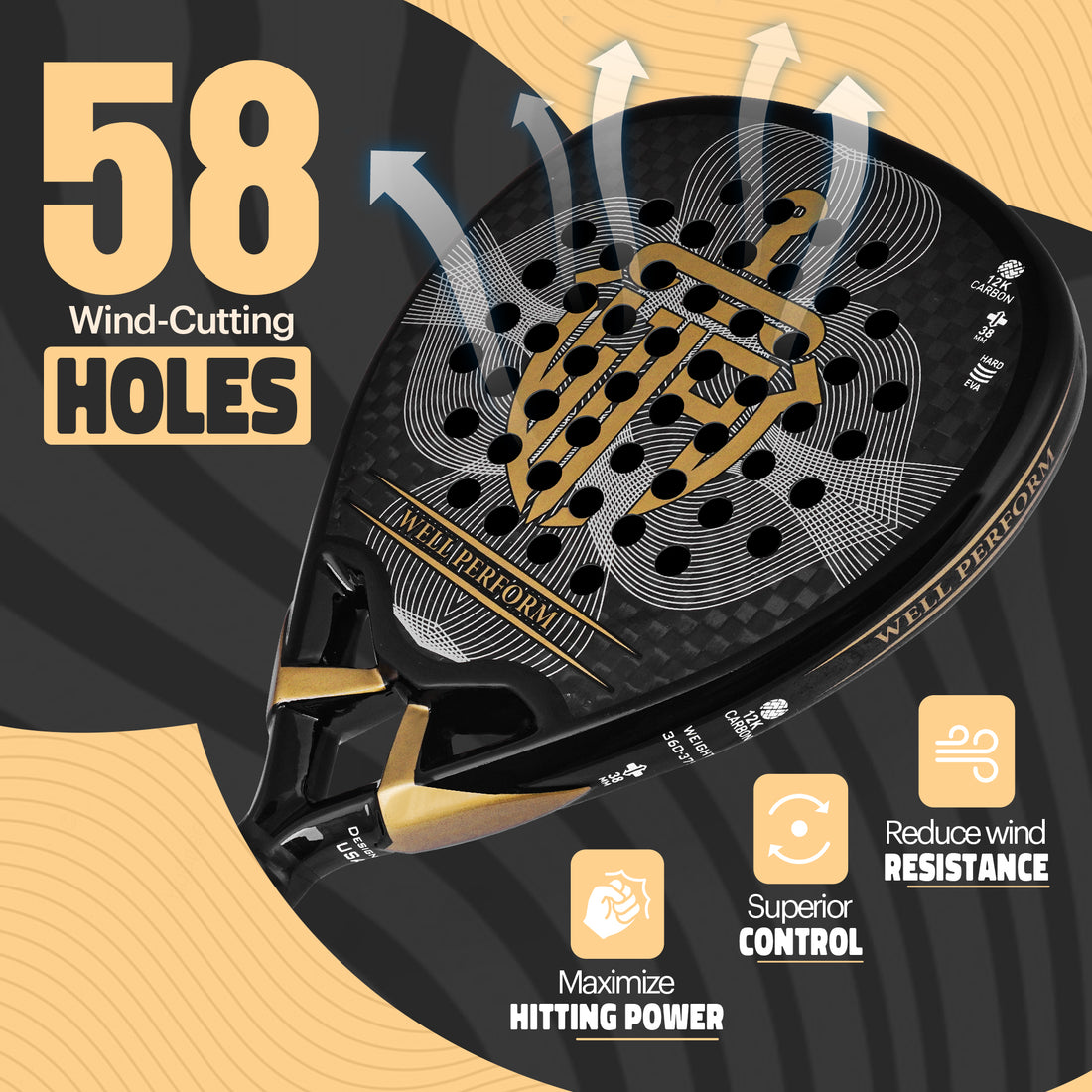 Elite Carbon Fiber Padel Racket – Made in USA