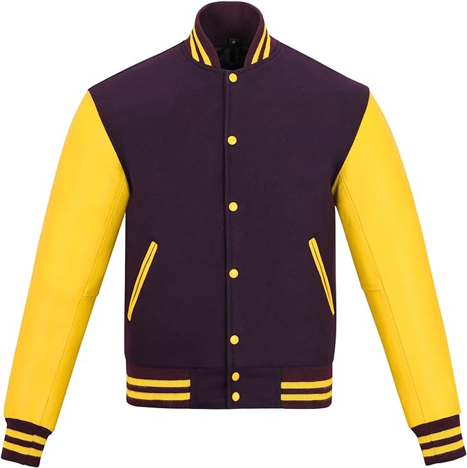 Dark Purple & Yellow Varsity Jacket – Timeless College Style