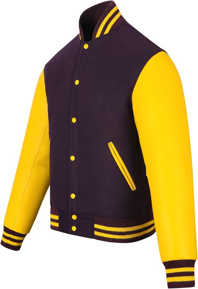 Dark Purple & Yellow Varsity Jacket – Timeless College Style