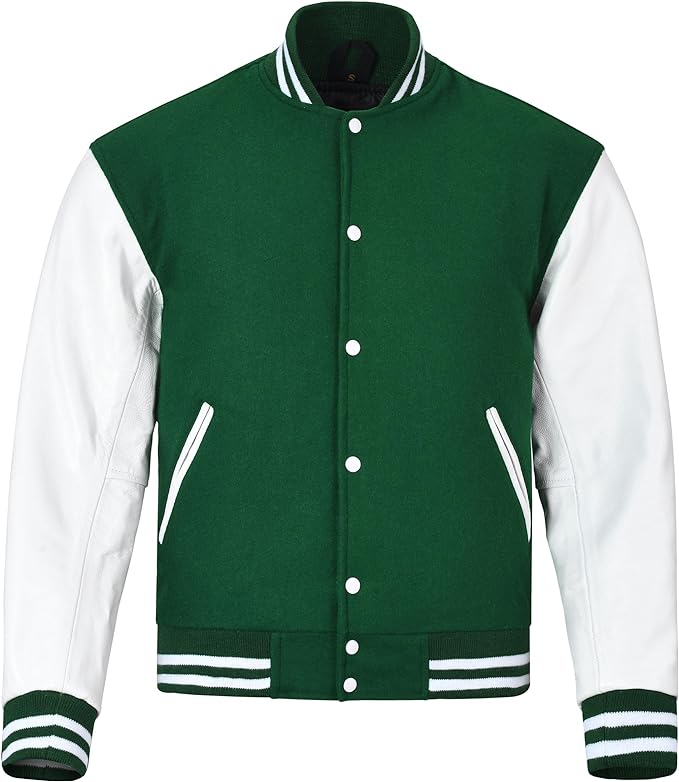 Green & White Varsity Jacket – Classic Sporty Look