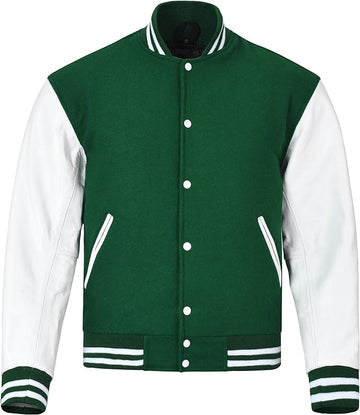 Green & White Varsity Jacket – Classic Sporty Look