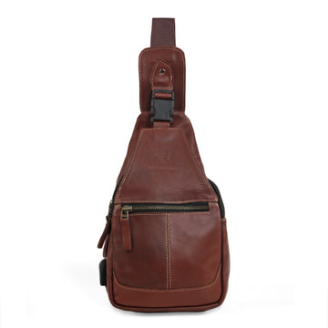 Vintage Brown Leather Sling Bag – Stylish & Versatile