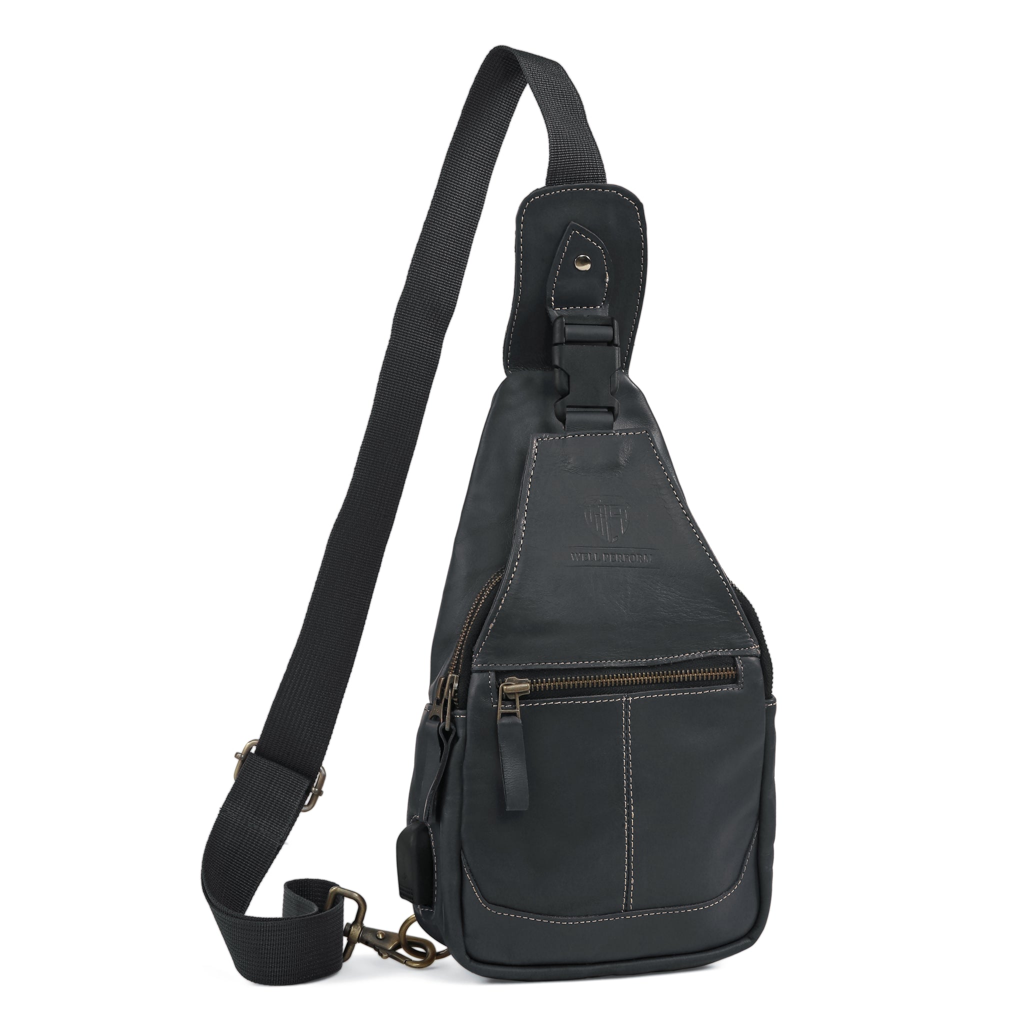 Black Leather Sling Bag – Stylish & Functional for Everyday Use