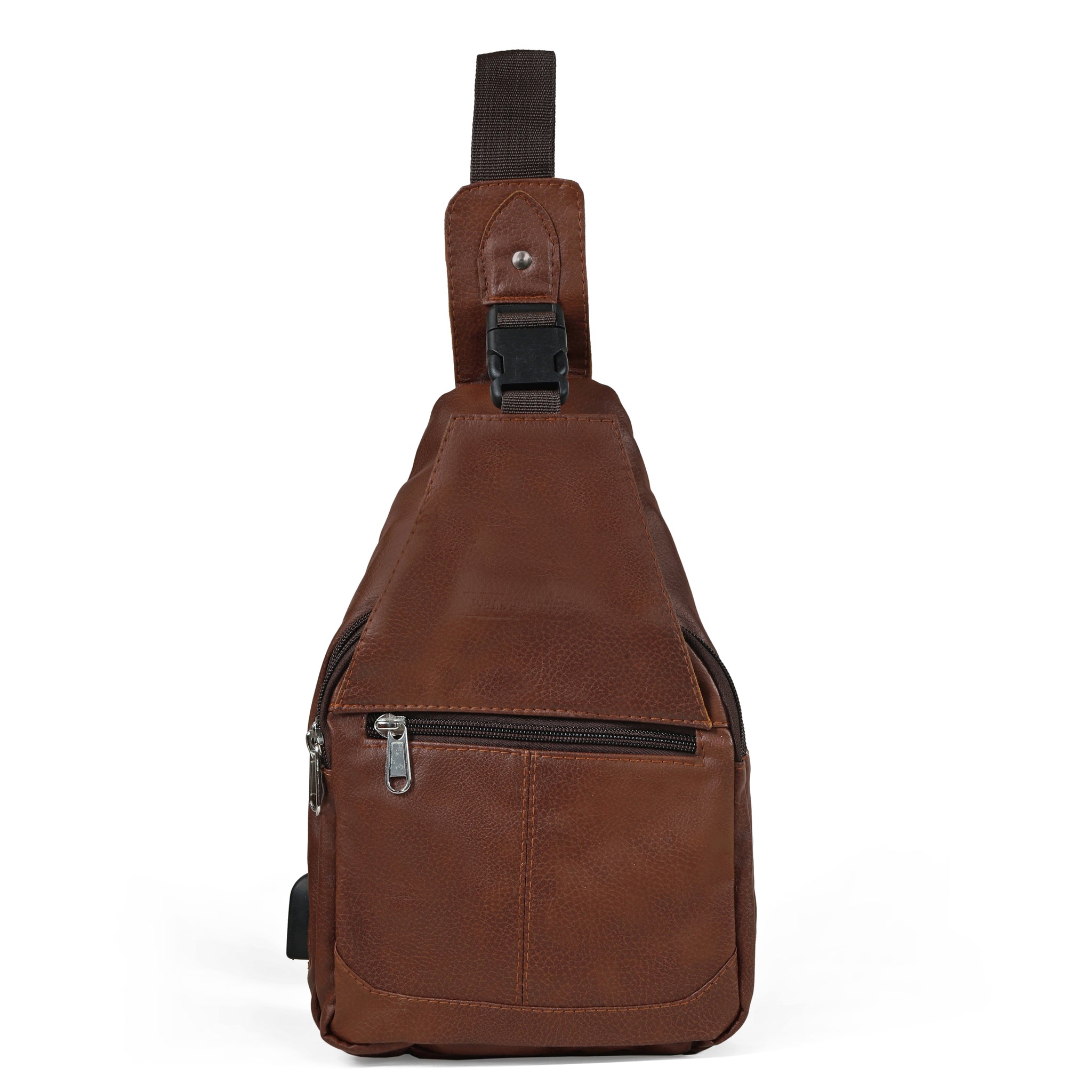 Stylish Brown Leather Sling Bag – Compact & Functional