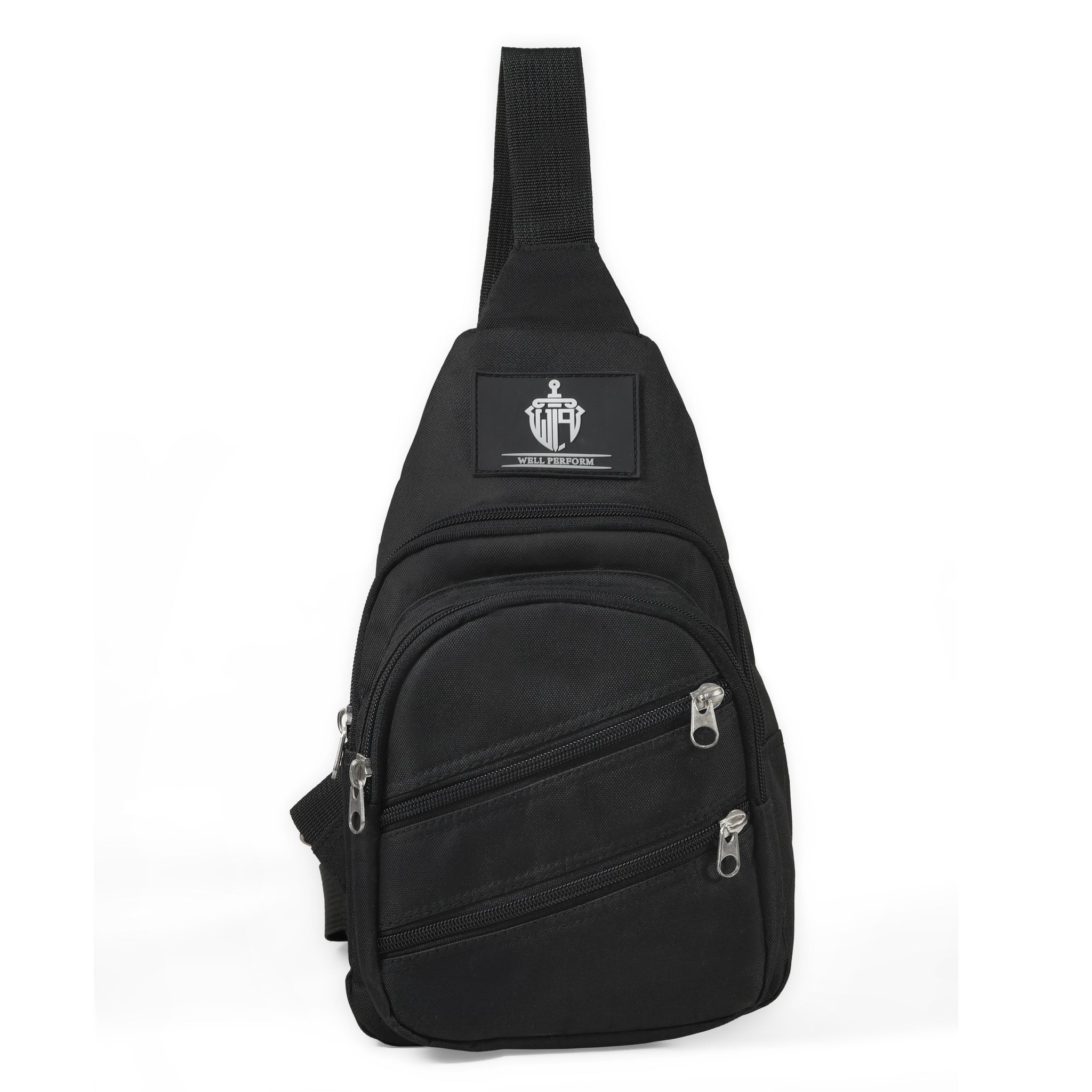 Multi-Pocket Black Sling Bag – Compact & Functional