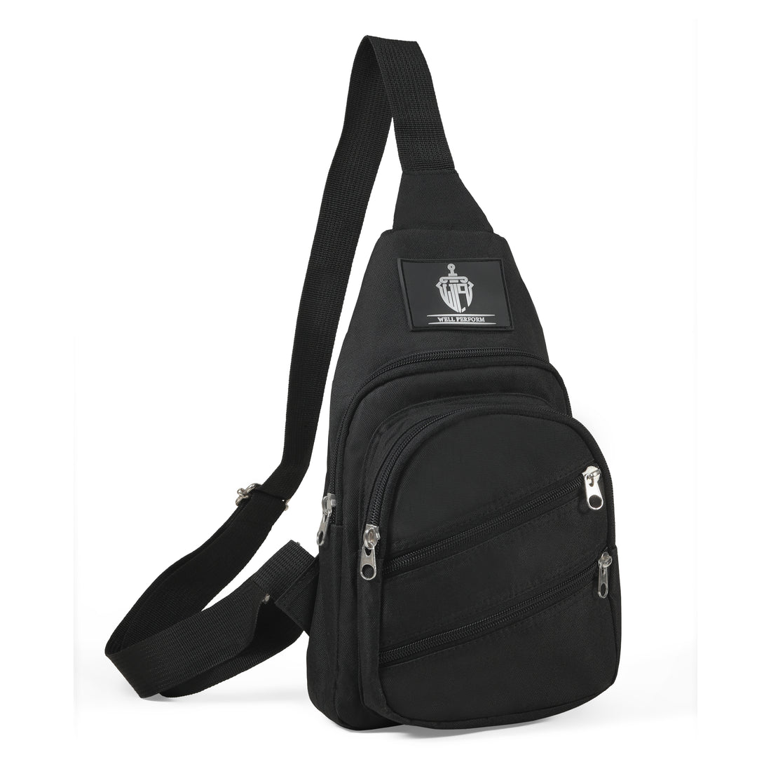 Multi-Pocket Black Sling Bag – Compact & Functional