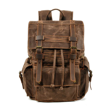 Vintage Brown Leather Rucksack – Classic Travel & Adventure Backpack