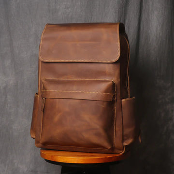 Vintage Full-Grain Leather Backpack – Classic & Durable